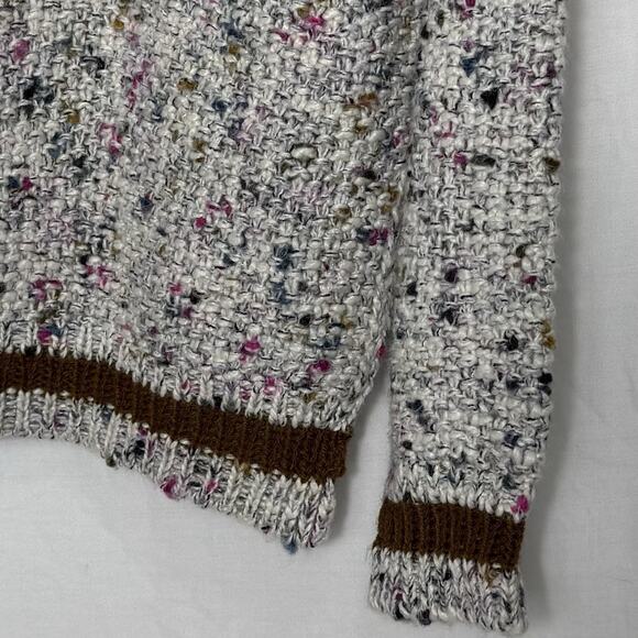 Mystree Women’s M Sweater Gray Confetti Knit V-Neck Pullover Donegal Tweed Style - Picture 5 of 8